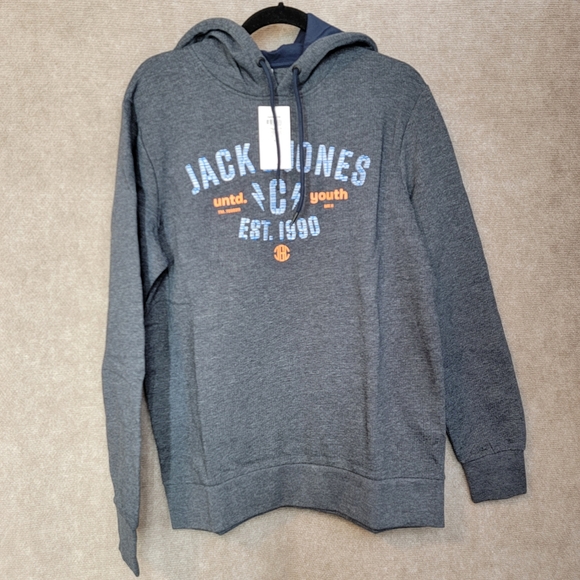 Jack & Jones Mens Core Hoodie Grey LARGE Long Sleeves Hoodie please see pictures - Picture 1 of 9